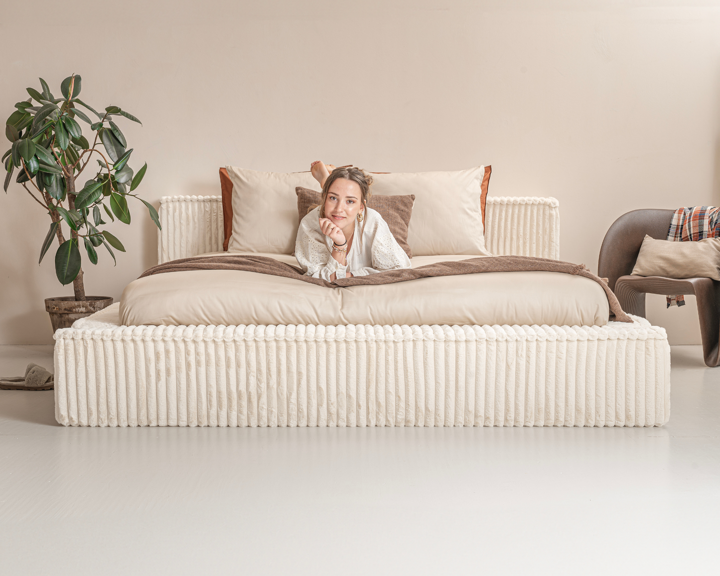 Adore Melody Teddyrib bed met Opbergruimte - Nº22 - Pearl White