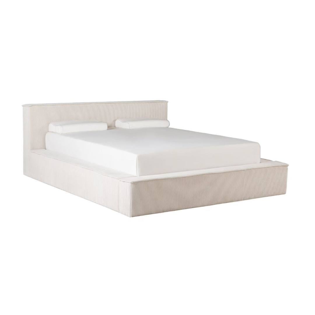 Amore Cozy Teddyrib bed met Opbergruimte + Hybrid Pocket 500 Matras - Nº24 - Pearl White