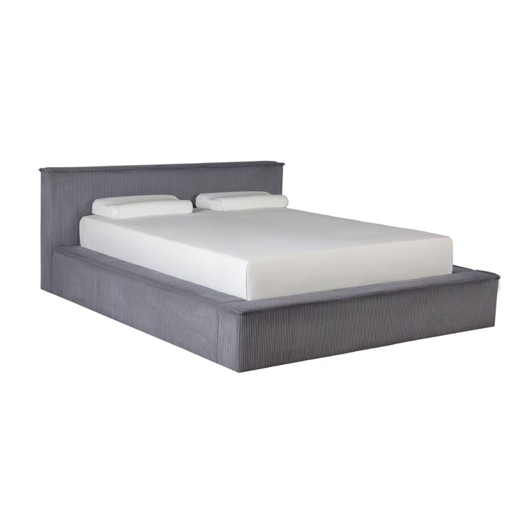 Amore Cozy Teddyrib bed met Opbergruimte + Hybrid Pocket 500 Matras - Nº113 - Antracite