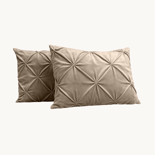 Kussenslopen Velvet Diamond Taupe/grey 60x70cm 2-Pack