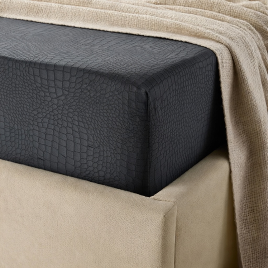 Matras Hoeslaken Velvet Snake Skin - Jet Black