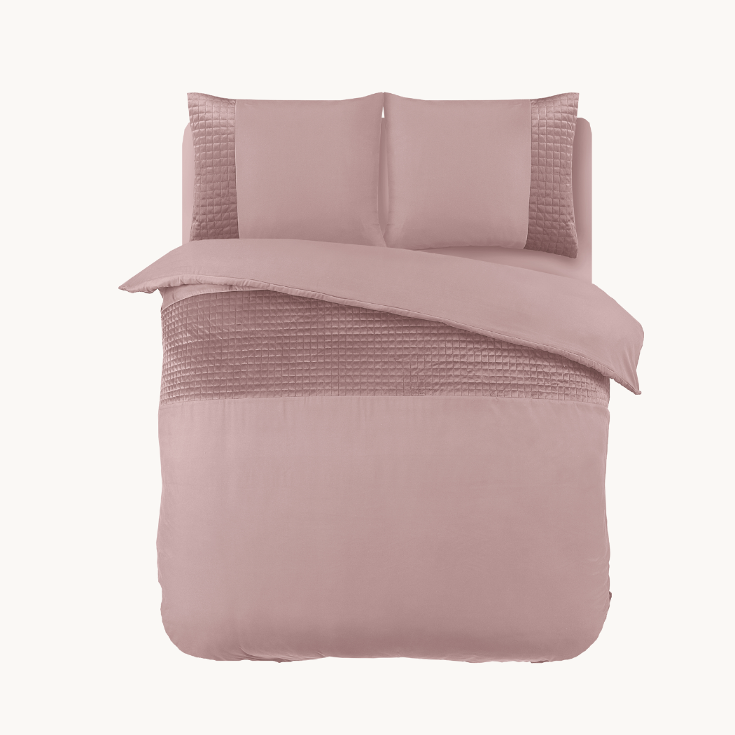 Dekbedovertrek set Velvet Border Chai Latte Pink