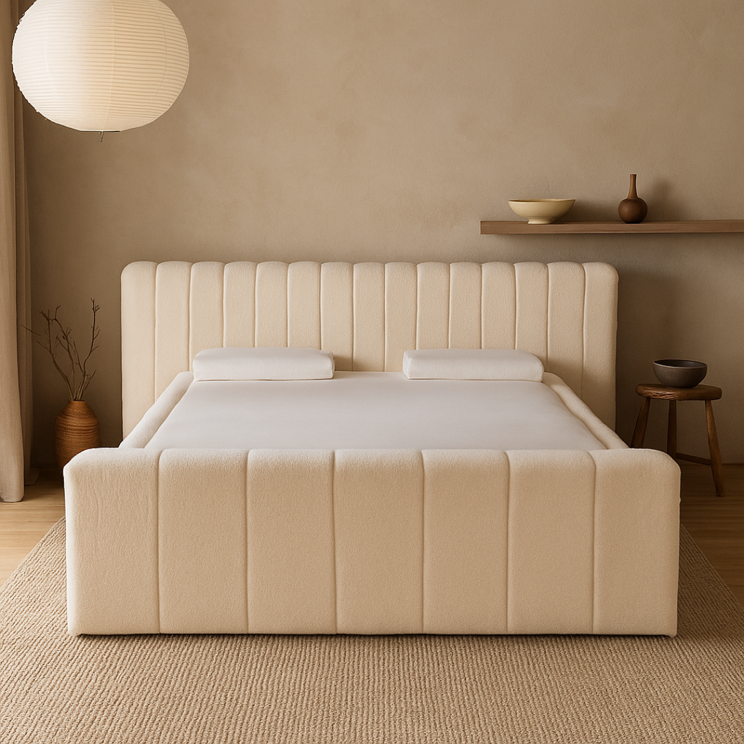Amore Rituals Teddy bed + Hybrid Pocket 500 Matras - Nº55 - Offwhite