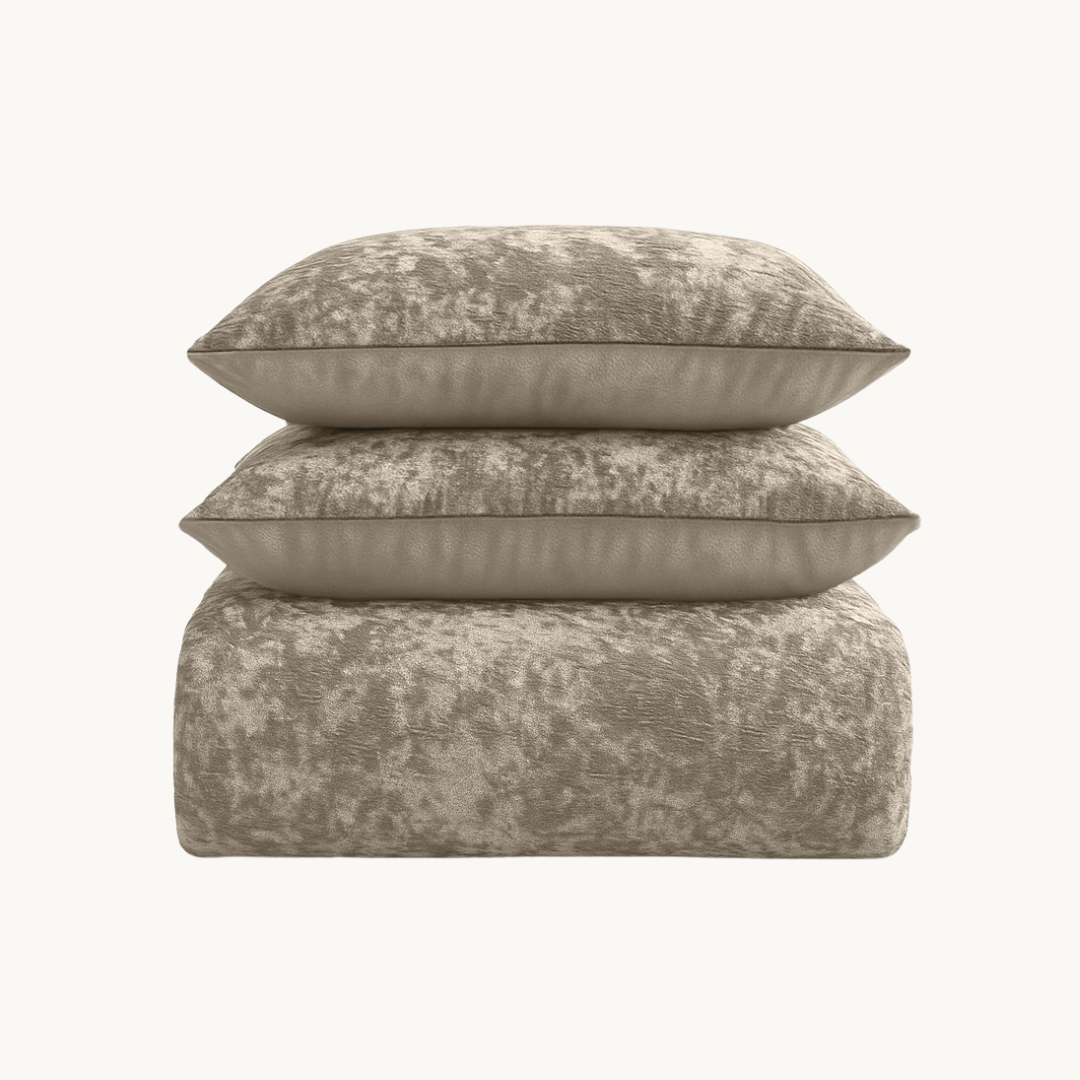 Dekbedovertrek Velvet Chenille Taupe/Grey
