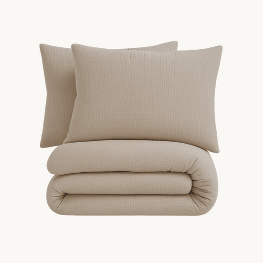 Dekbedovertrek set Katoen Mousseline 160TC taupe