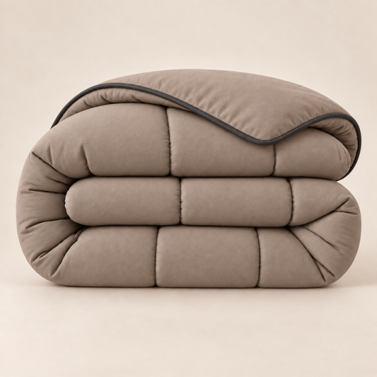 Y-NOT Uni Dekbed Taupe met bies Antraciet