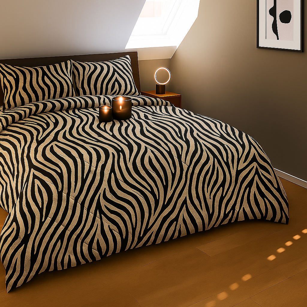 Dekbed Zonder Overtrek Mat Satijn Tiger Black Gold