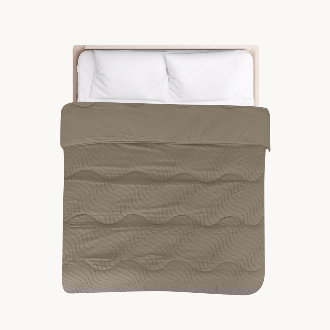 Dekbed Zonder Overtrek Japandi Waves Taupe