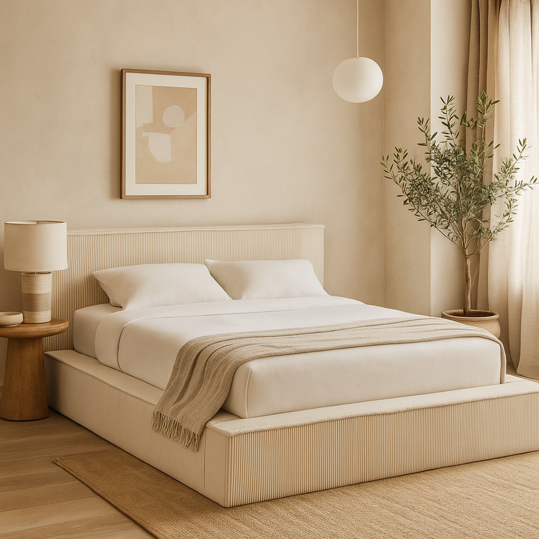 Amore Cozy Teddyrib bed met Opbergruimte + Hybrid Pocket 500 Matras - Nº24 - Pearl White