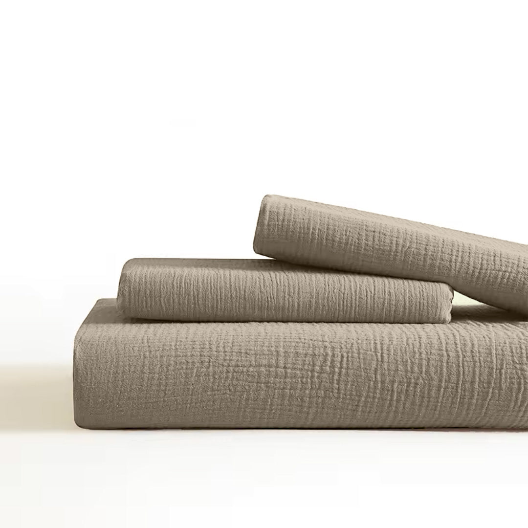 Dekbedovertrek set Katoen Mousseline 160TC taupe