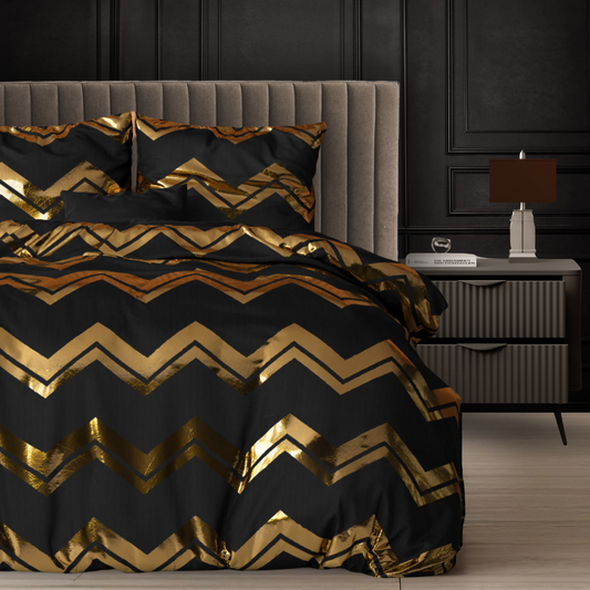 Dekbedovertrek Wave Luxe Gold Black