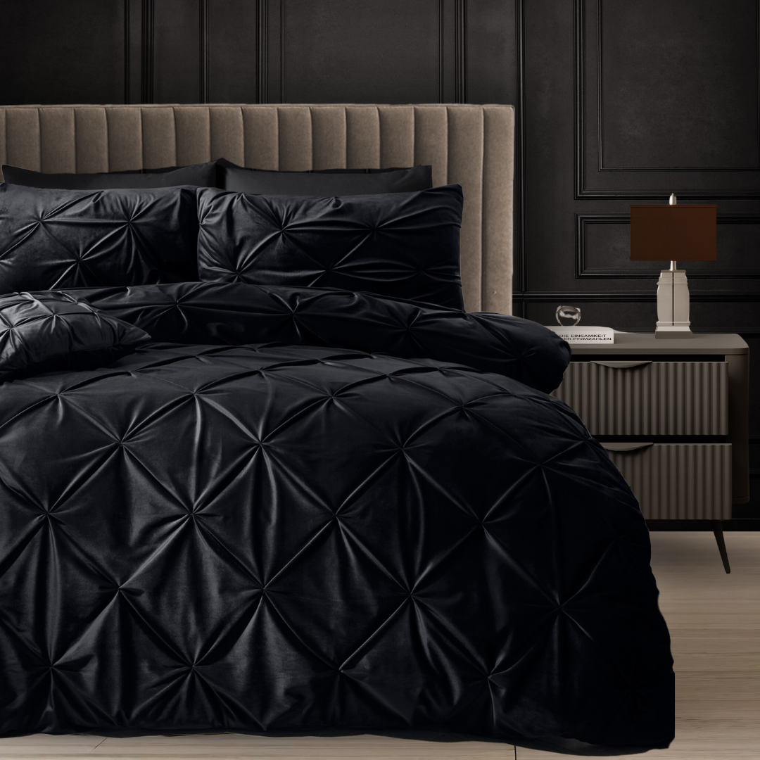 Dekbedovertrek set - Velvet Diamond Obsidian Black