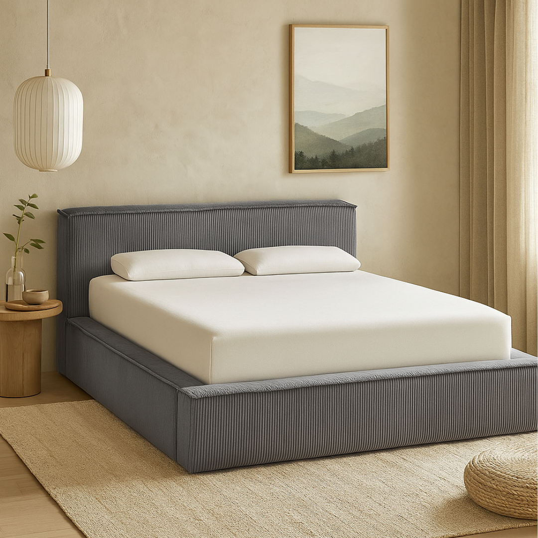 Amore Cozy Teddyrib bed met Opbergruimte + Hybrid Pocket 500 Matras - Nº113 - Antracite