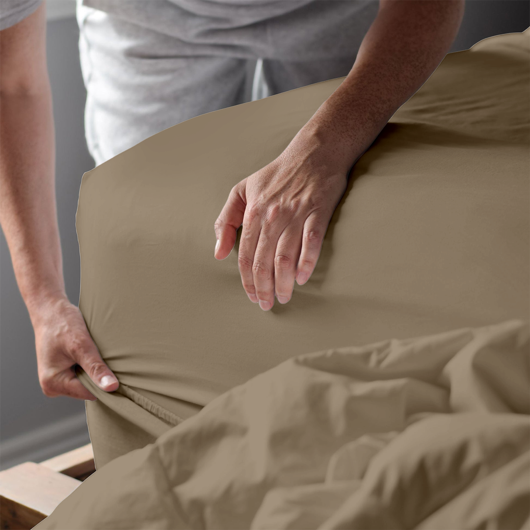 Matras Hoeslaken Premium Katoen Tan Taupe