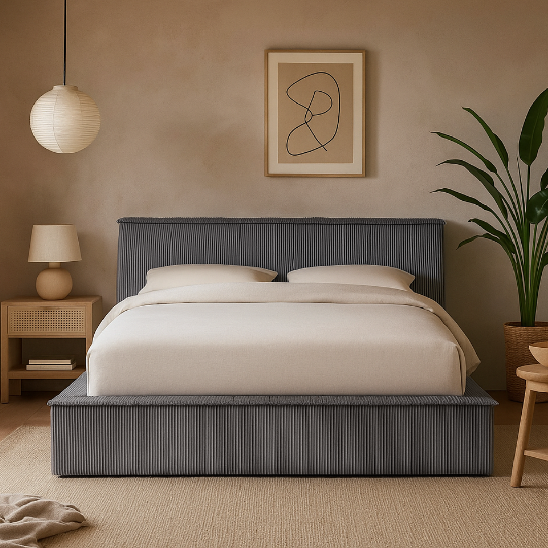 Amore Cozy Teddyrib bed met Opbergruimte + Hybrid Pocket 500 Matras - Nº113 - Antracite