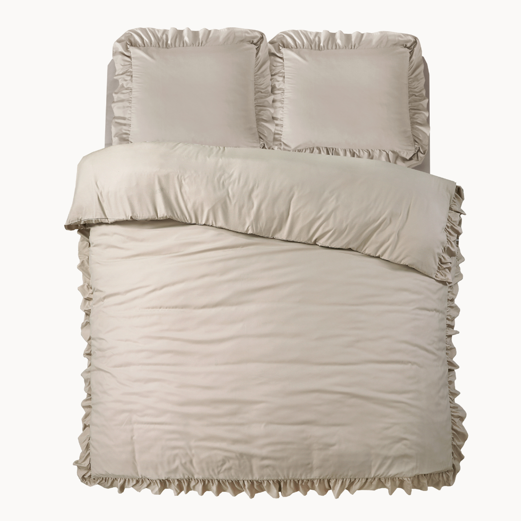 Dekbedovertrek Mat Satijn™ Ruffle/ Ruche Nude