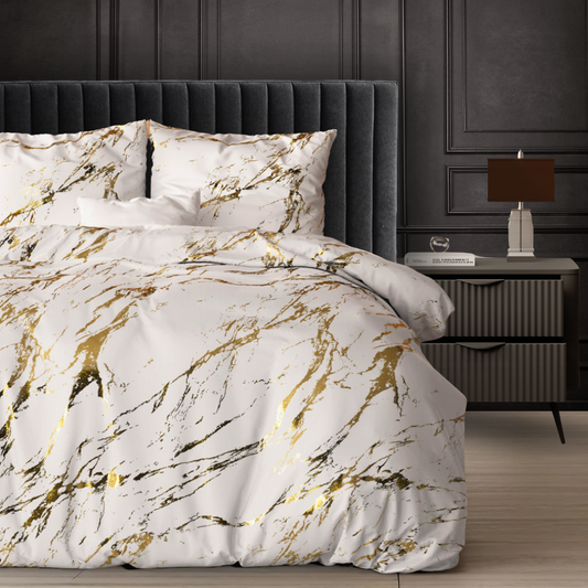 Dekbedovertrek Marble Luxe Gold White