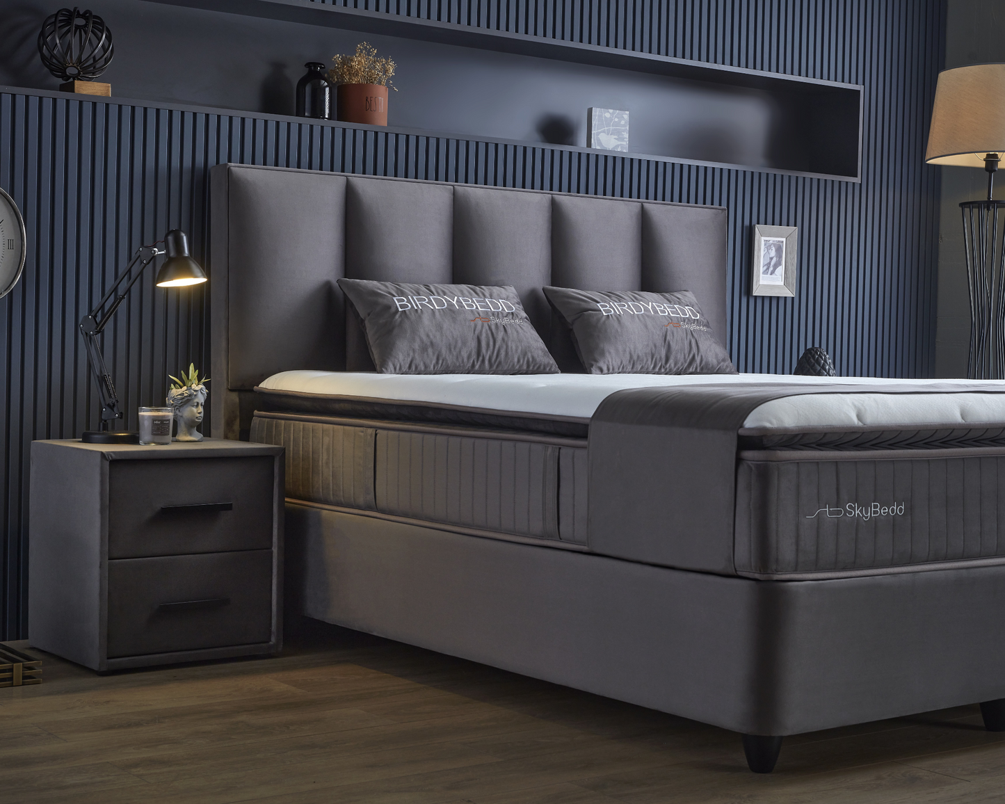 Boxspring met Opbergruimte Birdybedd - Complete set - Nº73 - Caviar Grey