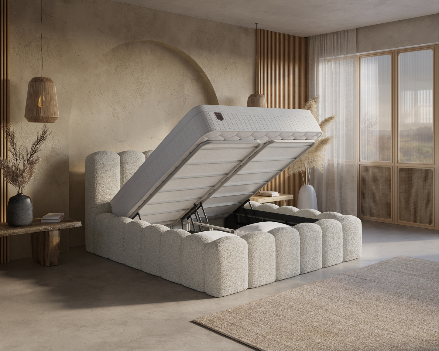 Pure Harmony bed met Opbergruimte + Hybrid Pocket 500 Matras - Nº06 - Beige