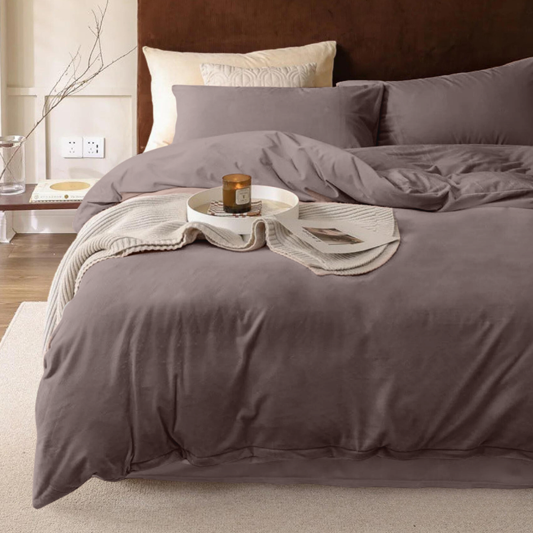 Dekbedovertrek set Velvet Taupe/Grey