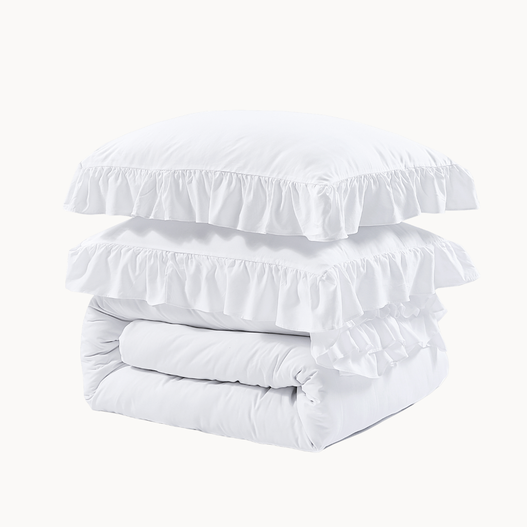 Dekbedovertrek Mat Satijn™ Ruffle/ Ruche Wit