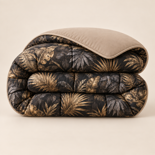 Y-NOT Dekbed Leaves Gold/Taupe