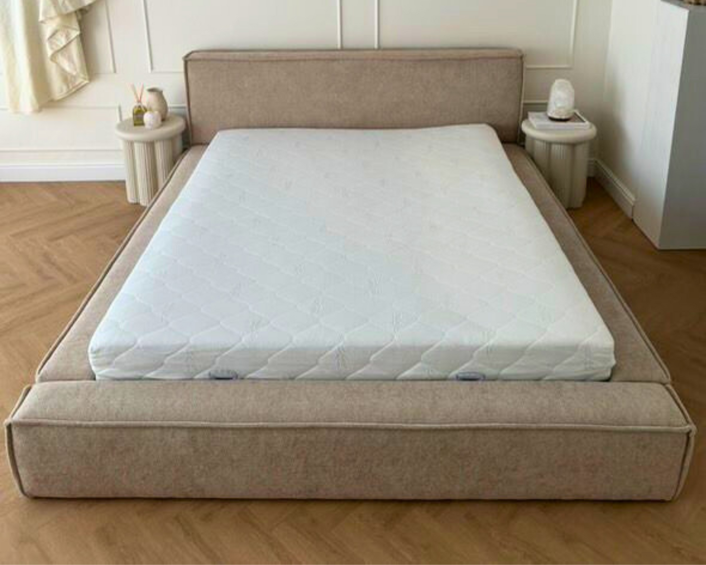 Amore Teddy bed met Opbergruimte + Hybrid Pocket 500 Matras - Nº16 - Soft Taupe