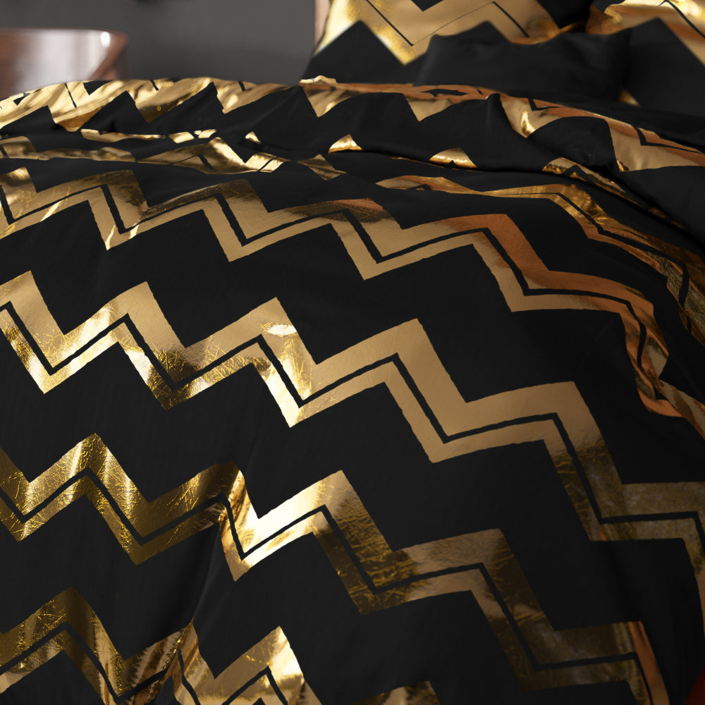 Dekbedovertrek Wave Luxe Gold Black
