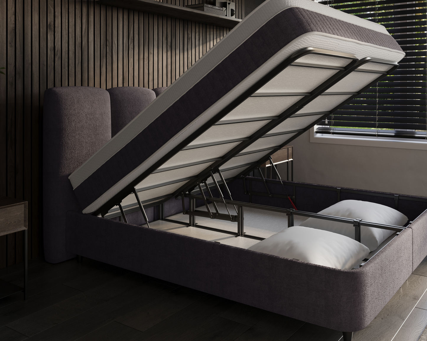 Allure bed met Opbergruimte + Hybrid Pocket 500 Matras - Nº30 - Antraciet