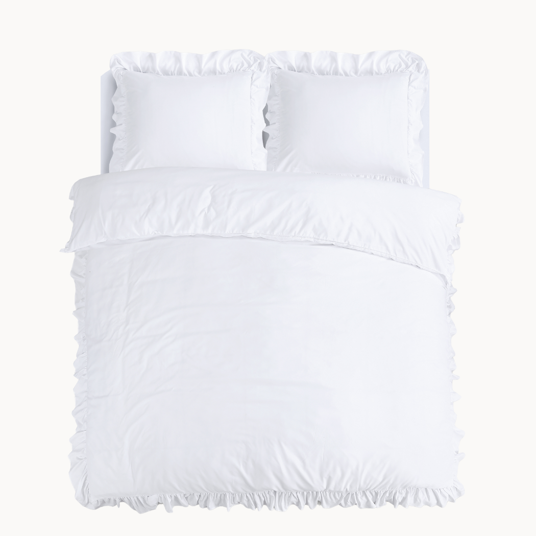 Dekbedovertrek Mat Satijn™ Ruffle/ Ruche Wit