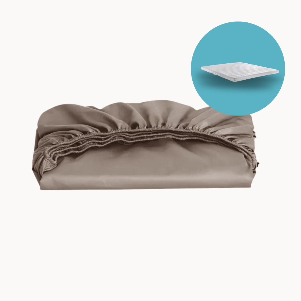 Topper Hoeslaken Katoen Satijn Premium Taupe