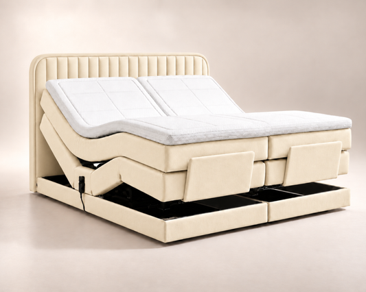 Y-NOT - Elektrische Boxspring - Japandi Rondo - Complete set - Nº29 Ivory