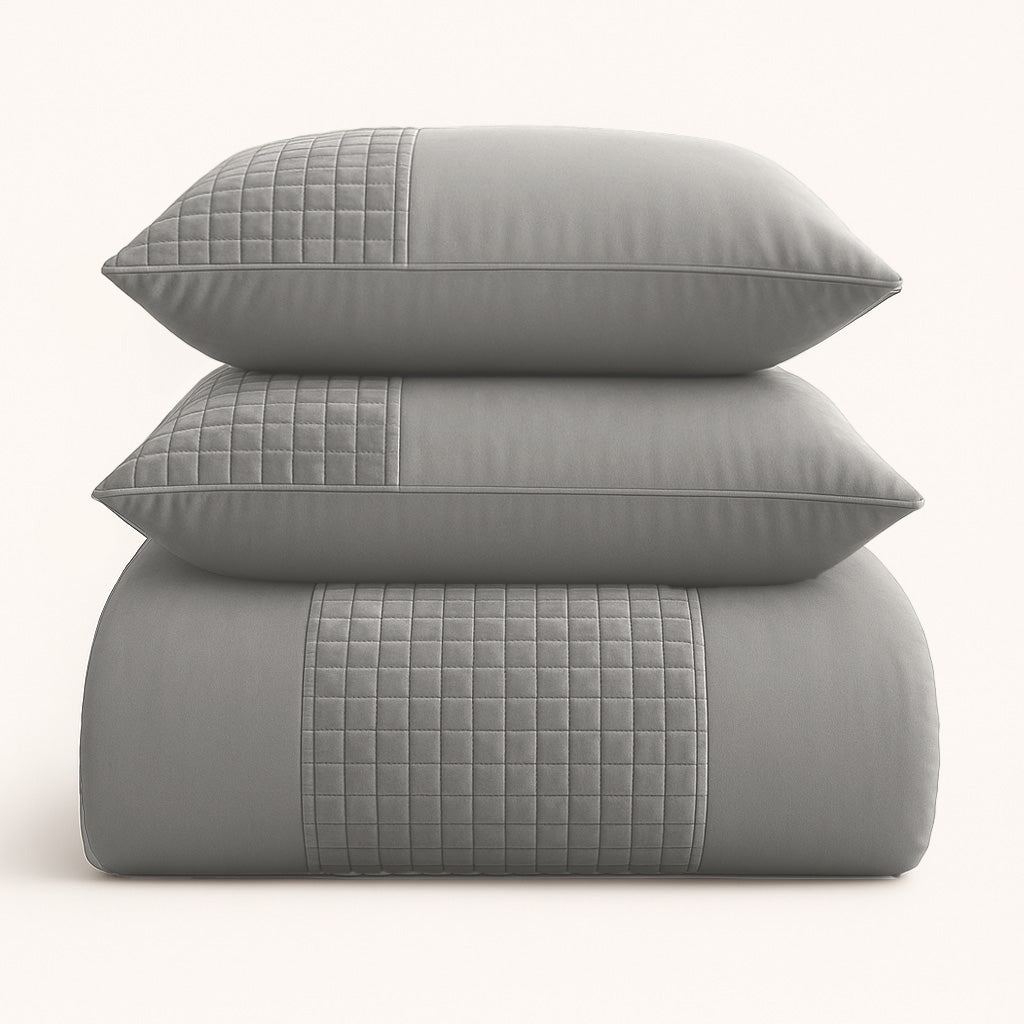 Dekbedovertrek set Velvet Border Grey Sand