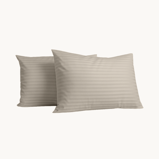 Y-NOT Kussenslopen Hotel Stripe Taupe 60x70cm 2-Pack