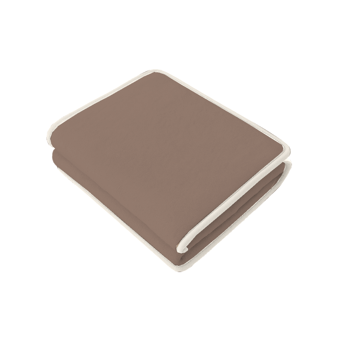 Kussenslopen Soft Fleece Flanel Taupe Grey met Pearl White bies 60x70 cm 2-pack