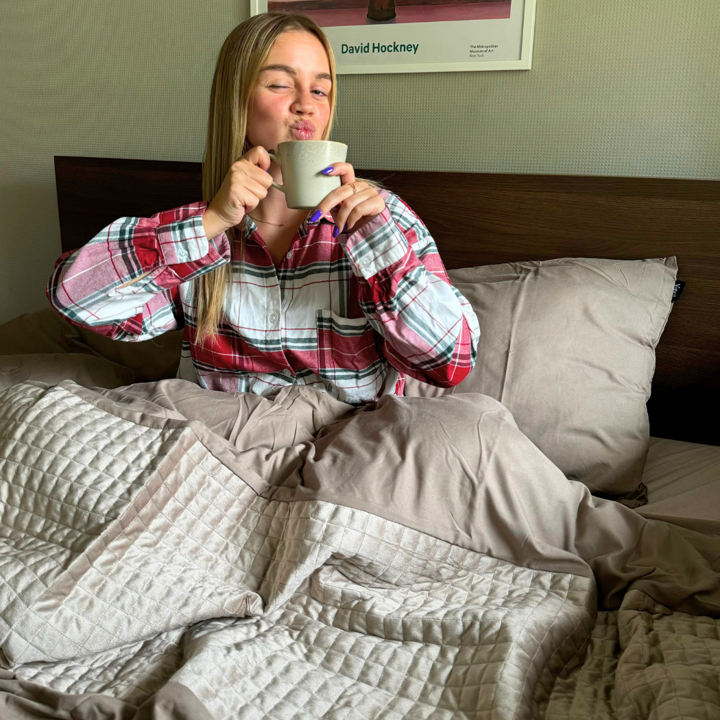 Dekbedovertrek set Velvet Border Iced Coffee Taupe