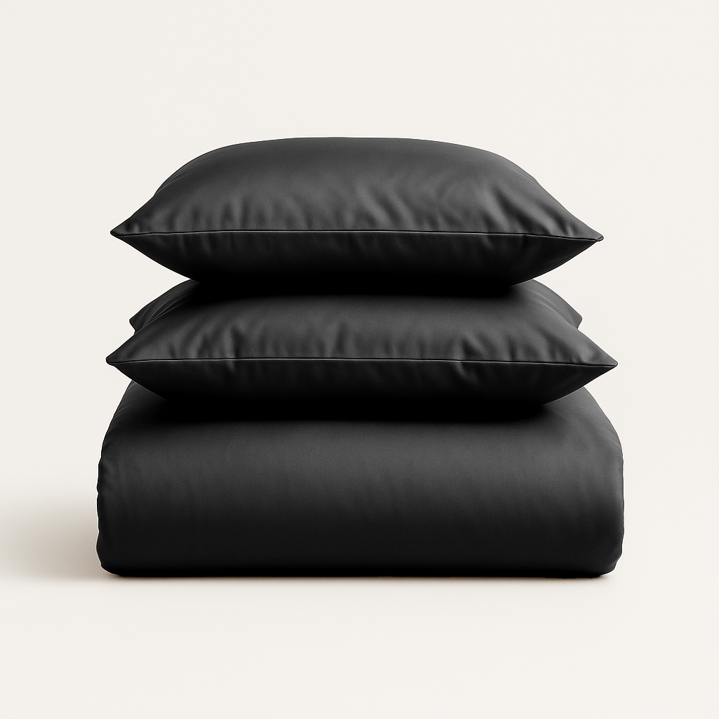 Dekbedovertrek set Effen Luxe Katoen Satijn Jet Black