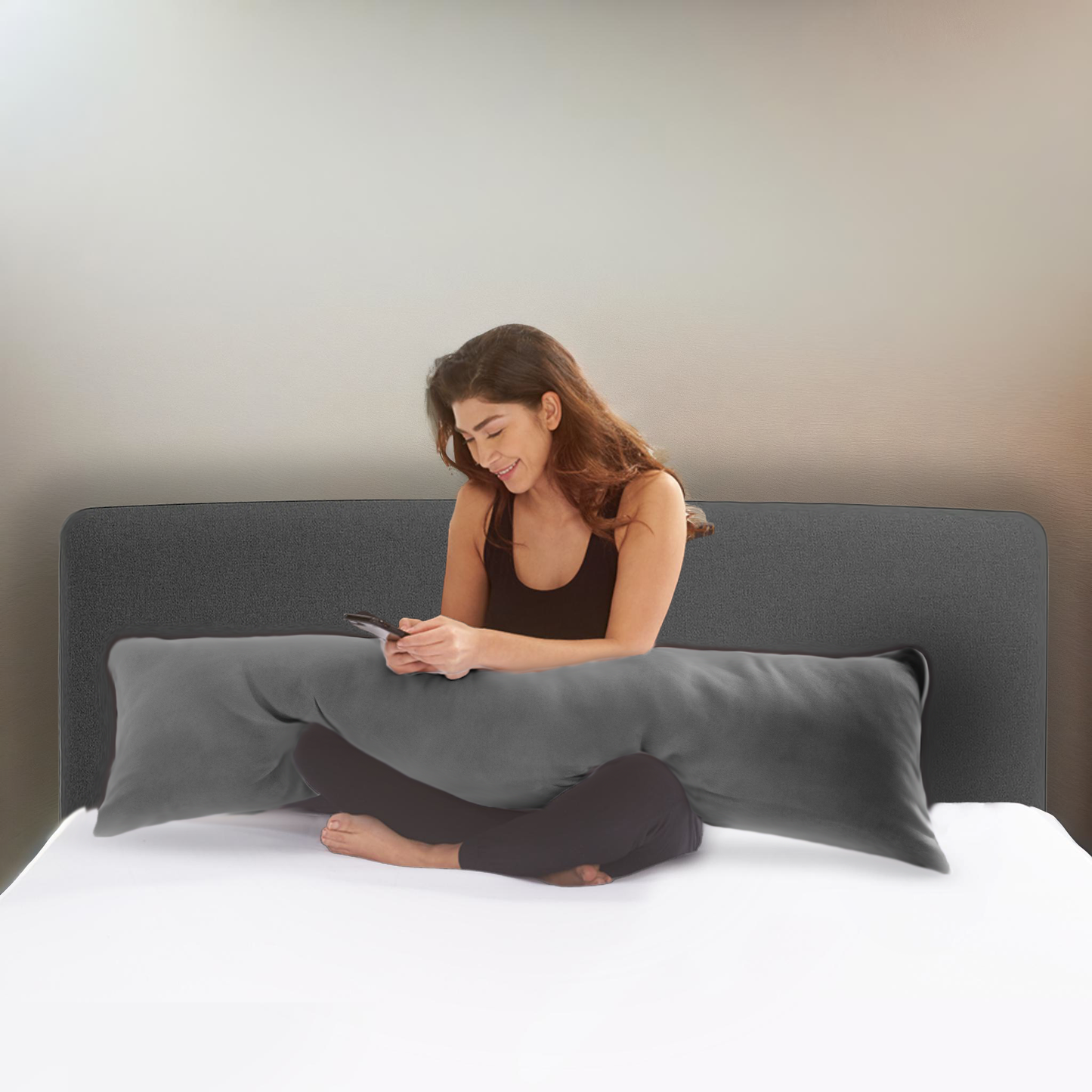 Bodypillow Kussensloop Premium Katoen Antraciet 40x145cm