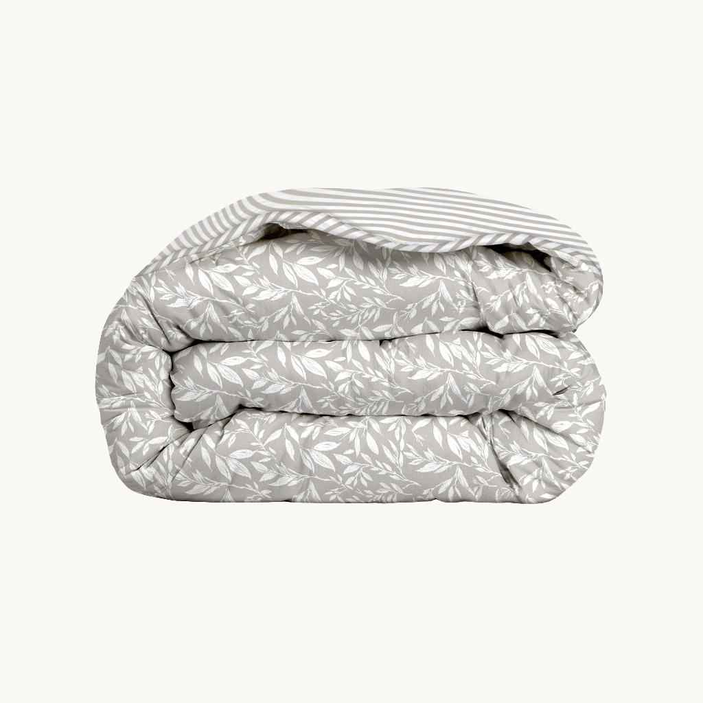 Dekbed Zonder Overtrek 2-in-1 Leaves Taupe Grey