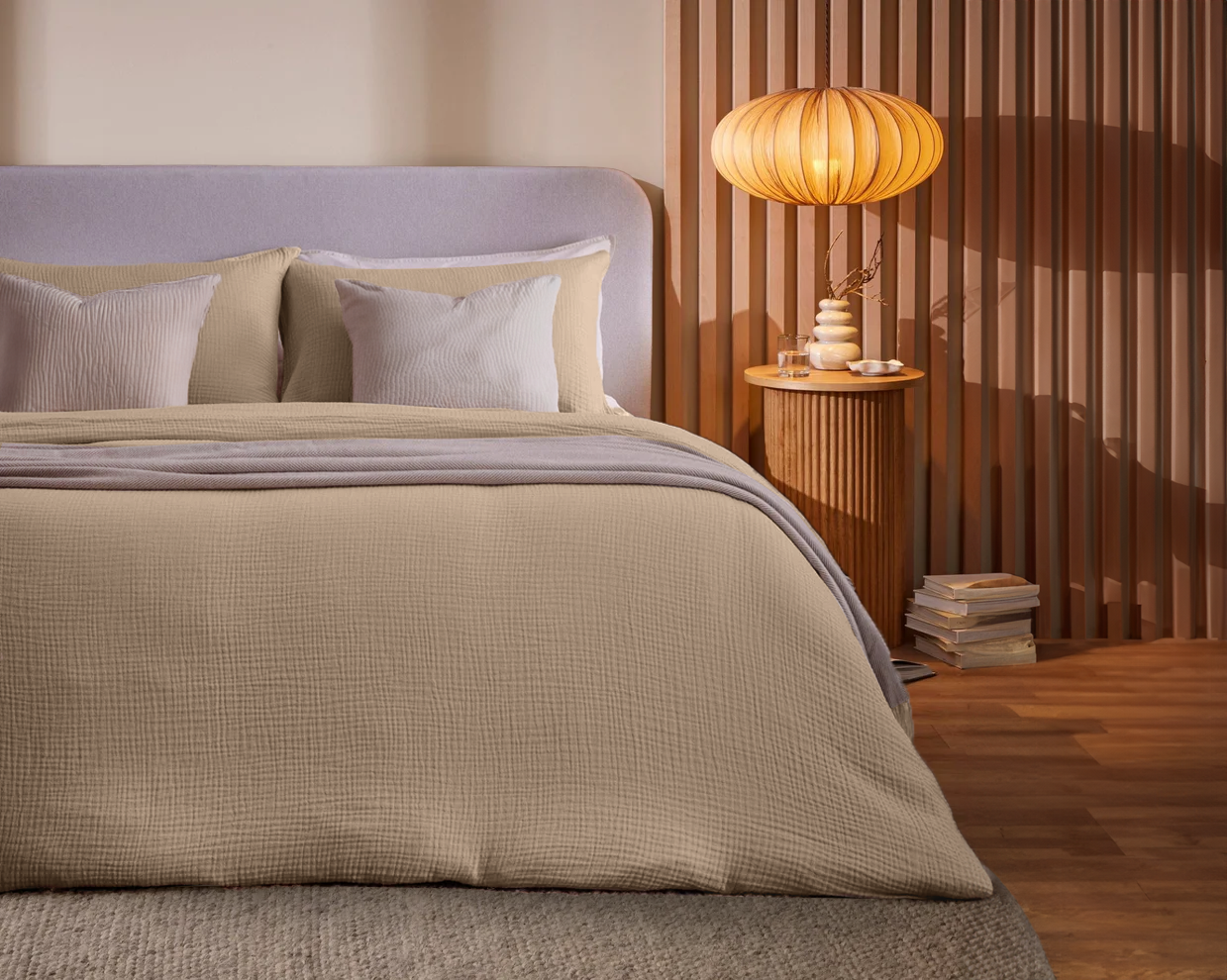 Dekbedovertrek set Katoen Mousseline 220TC Taupe