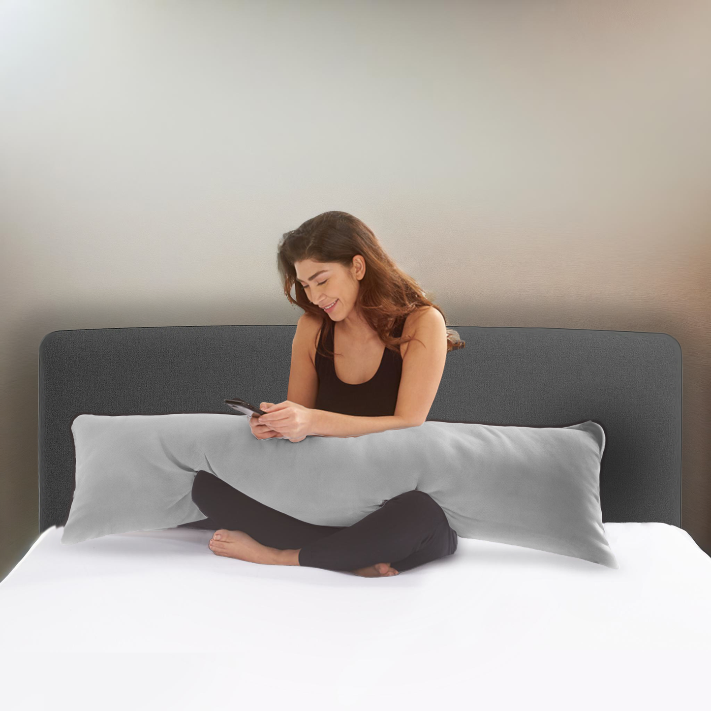Bodypillow Kussensloop Premium Katoen Grijs 40x145cm