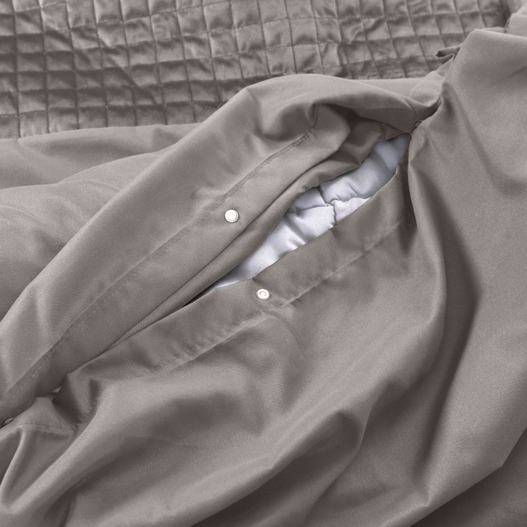 Dekbedovertrek set Velvet Border Iced Coffee Taupe