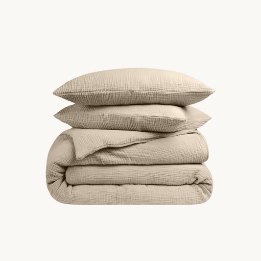 Dekbedovertrek set Katoen Mousseline 220TC Taupe