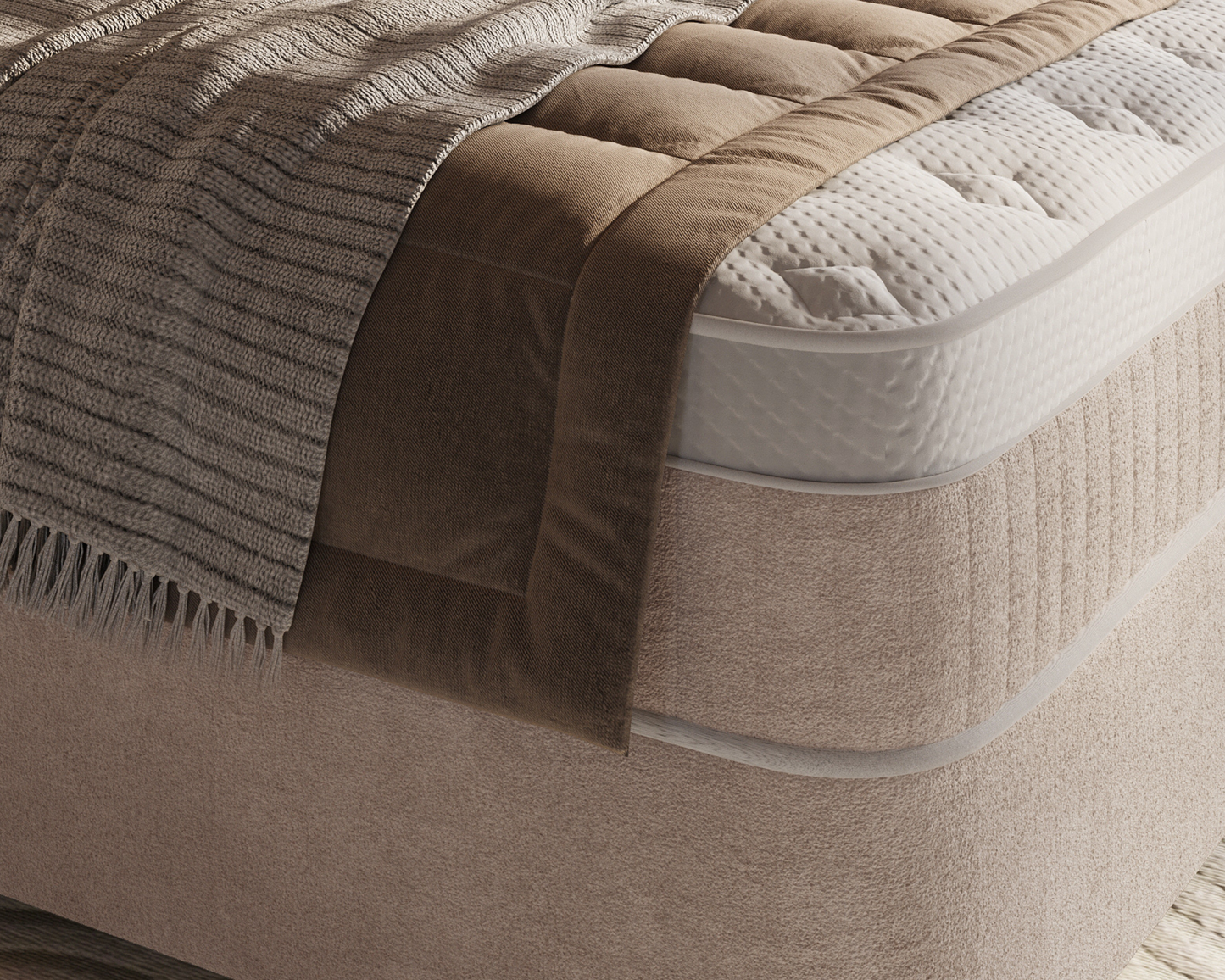 Arcus bed met Opbergruimte + Hybrid Pocket 500 Matras  - Nº06 - Beige