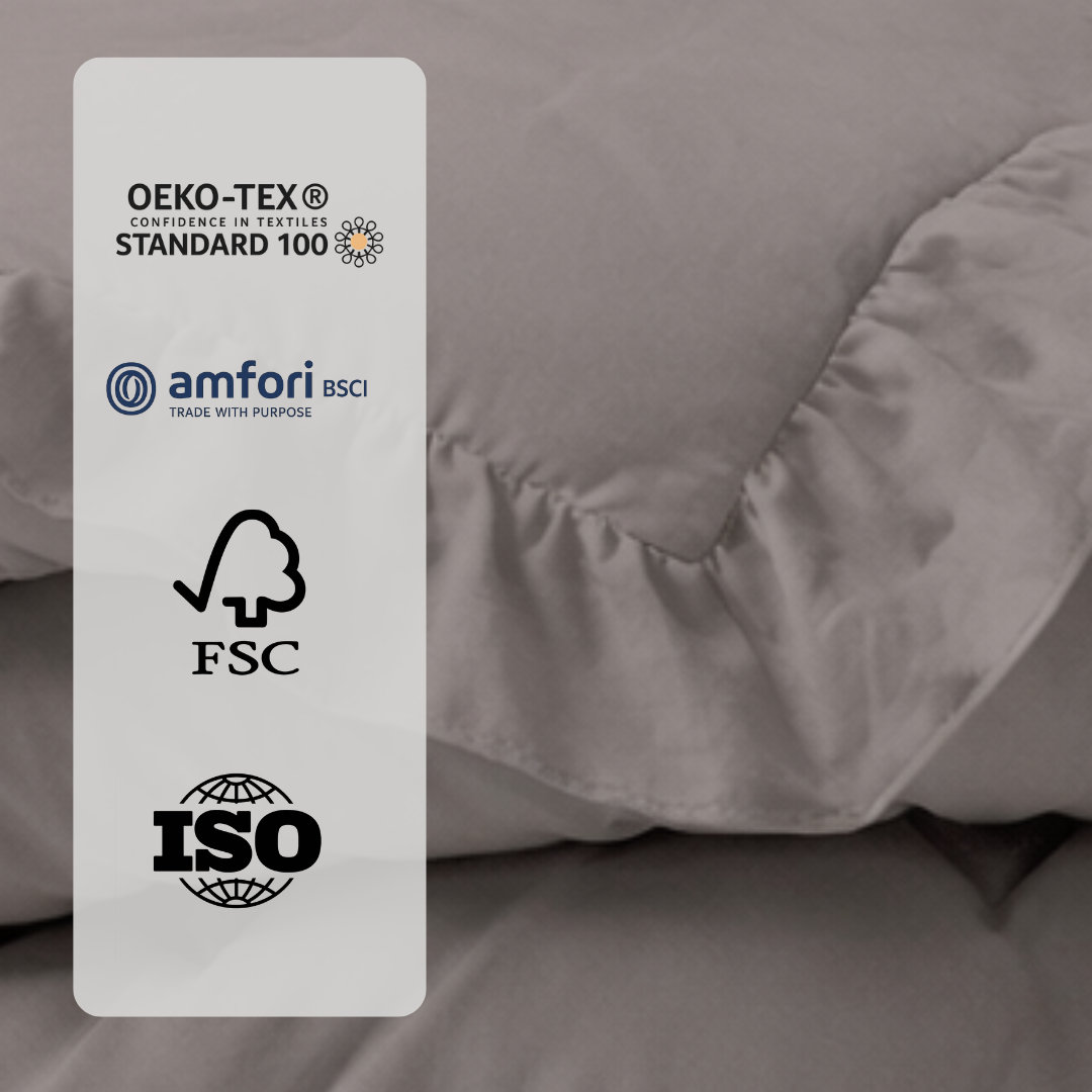 Dekbed Zonder Overtrek Mat Satijn Ruffles Taupe (220 cm lang)