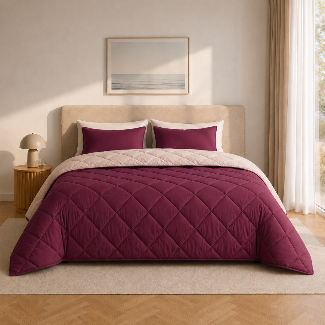 Y-NOT Zomerdekbed Plum / Offwhite