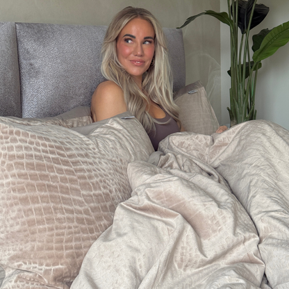 Matras Hoeslaken Velvet  Snake Skin - Desert Taupe