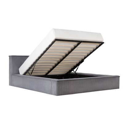 Amore Cozy Teddyrib bed met Opbergruimte + Hybrid Pocket 500 Matras - Nº113 - Antracite
