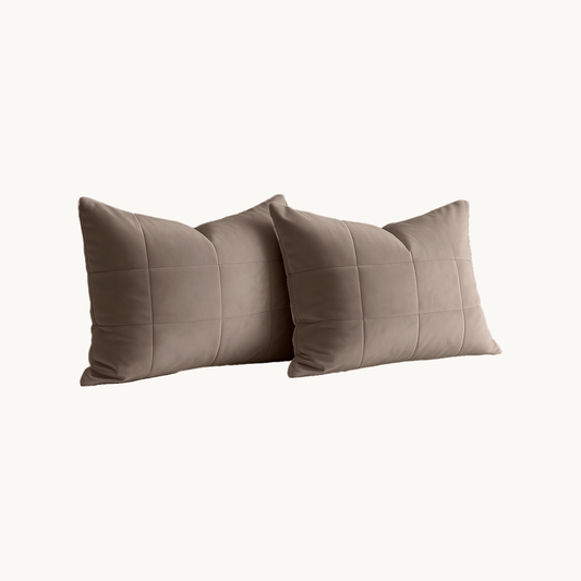 Kussenslopen Vol & Gevoerd Velvet Taupe/Grey 2-Pack 60x70 cm