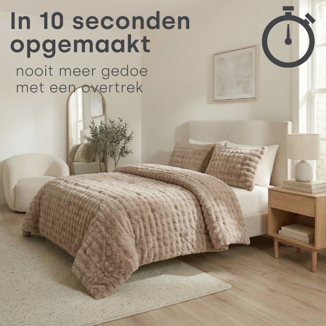 Y-NOT Pom Pom Fur Dekbed Taupe